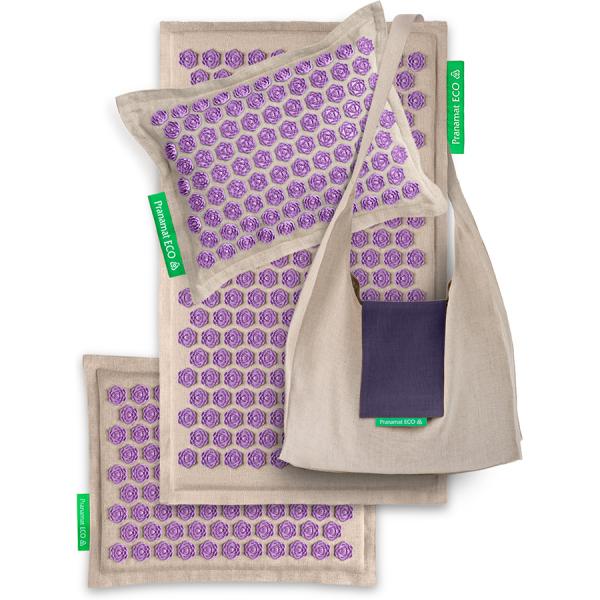 Pranamat ECO Set (Pranamat + PranaPillow + Mini Mat+Bag) Natural & Violet
