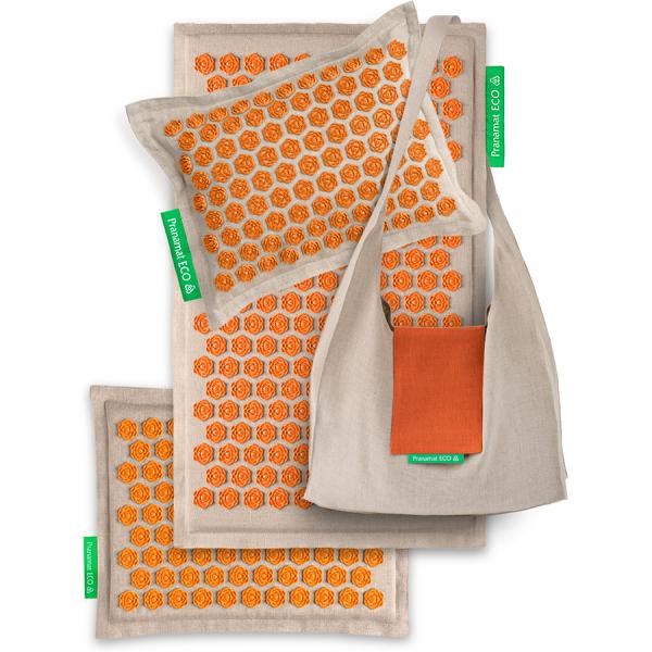 Pranamat ECO Set (Pranamat + PranaPillow + Mini Mat+Bag) Natural & Orange